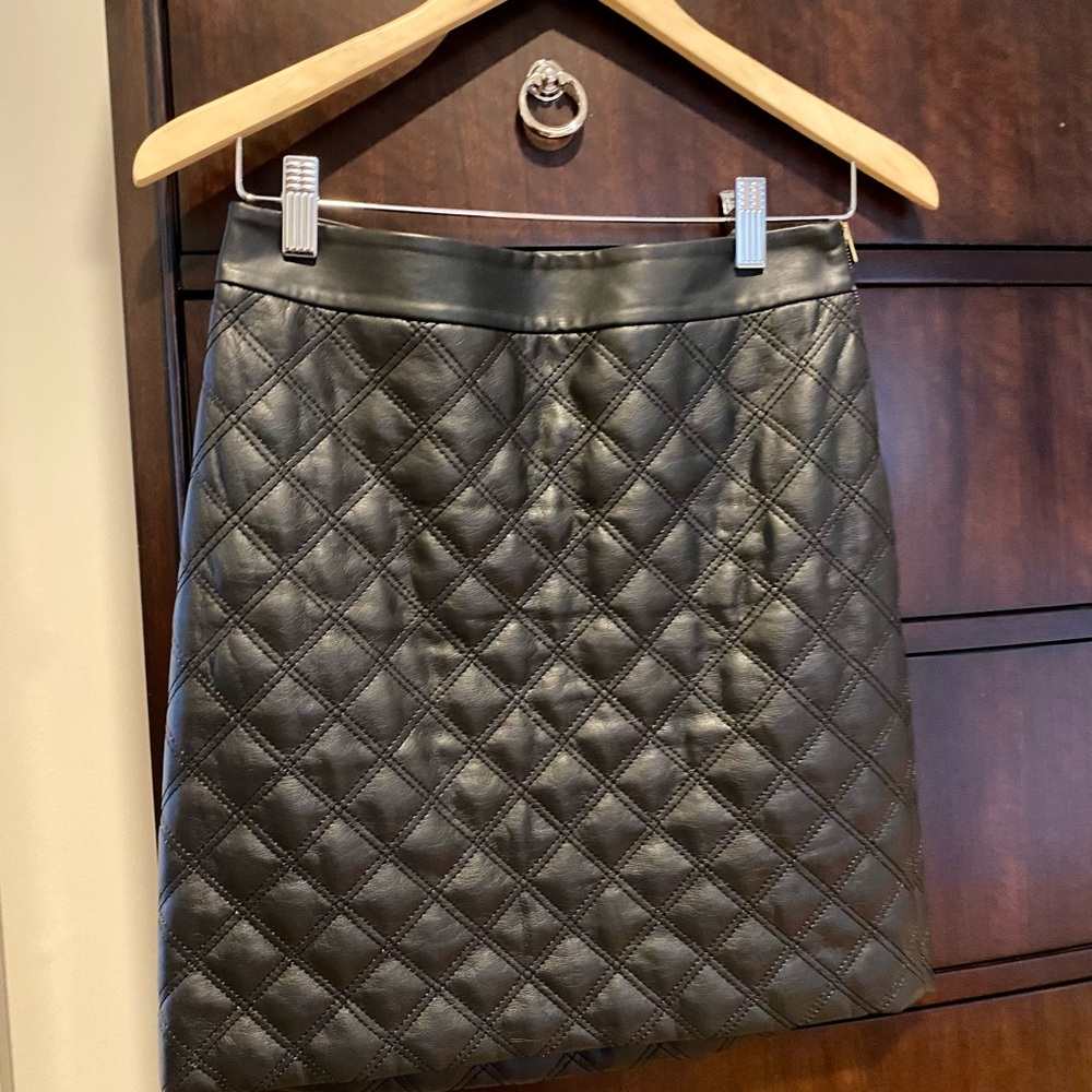 Quilted Black Leather Skirt